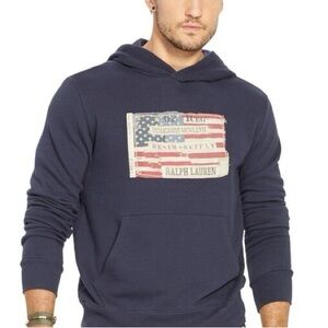 Ralph Lauren NWT Men's Denim & Supply US Flag Hoodie Navy Blue Size Small